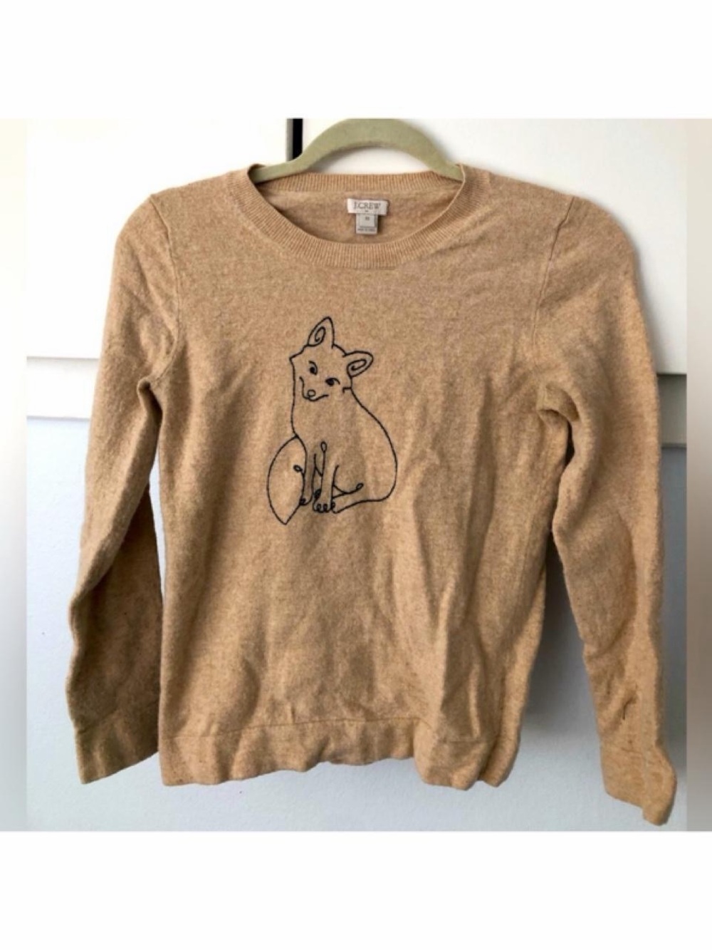 J.Crew Women’s Embroidered Fox Wool Blend Sweater Size XS EUC